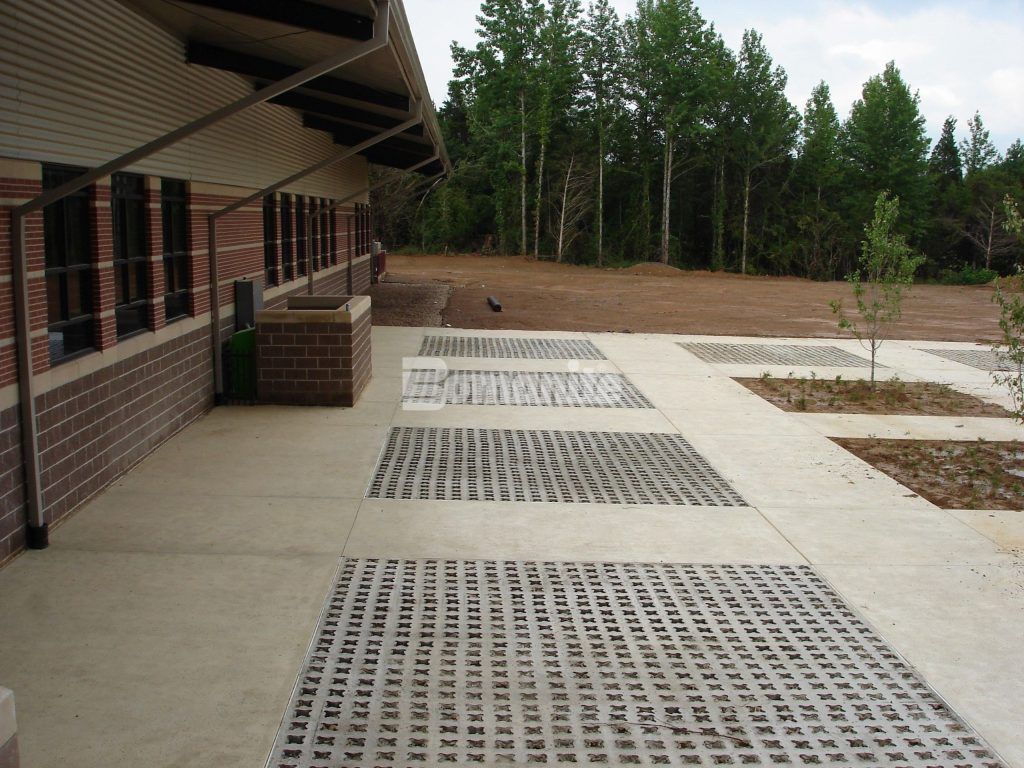 Wooster Elementary School in Greenbrier, AR, features Stone Filled Grasscrete Molded Pulp Former Systems pervious concrete installed by Bomanite of Tulsa.