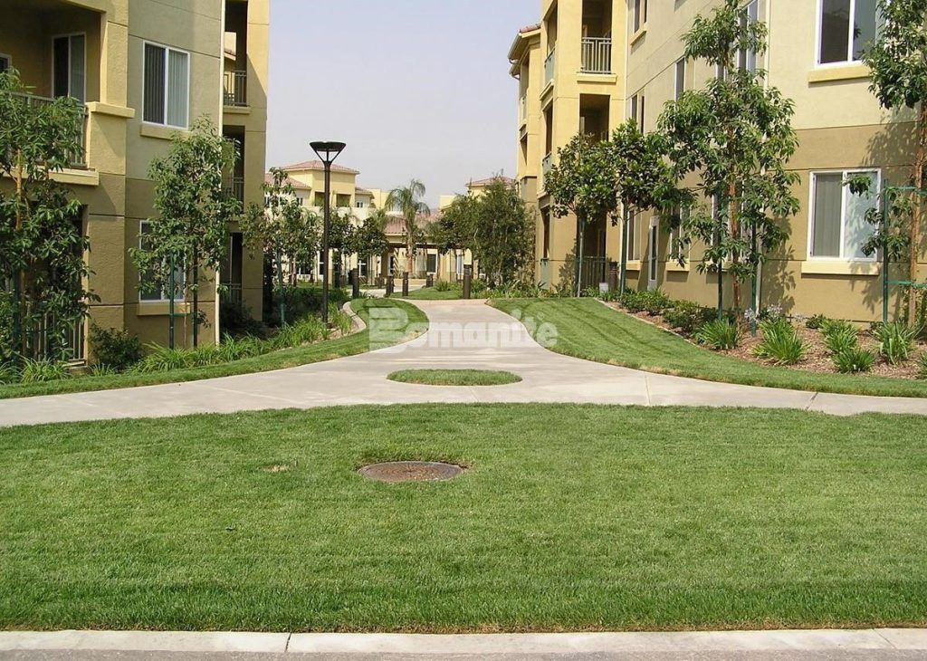 Northridge Apartments in Riverside, CA, showing Fully Concealed Grasscrete Molded Pulp Former System pervious concrete installed by Clubb Grading.